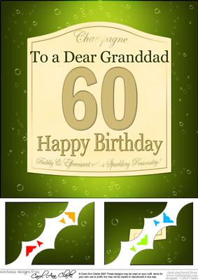8 x 8 60th Birthday Granddad Champagne Label Scalloped Corne