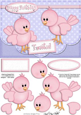 A5 Little Birdie Felties Scalloped Edge N 3D Decoupage