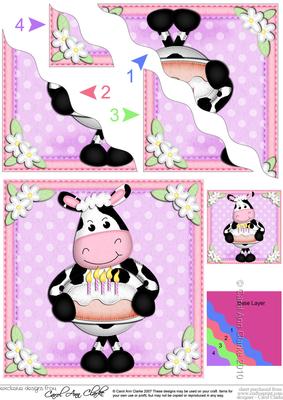 Milly Moo Cow's Birthday Cake Wavy Corner Side Stacker Toppe