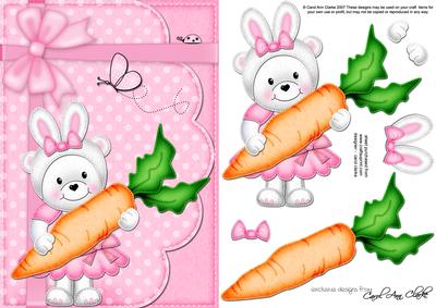 A5 Teddy Tess's Bunny Ears Quick Card N 3D Decoupage
