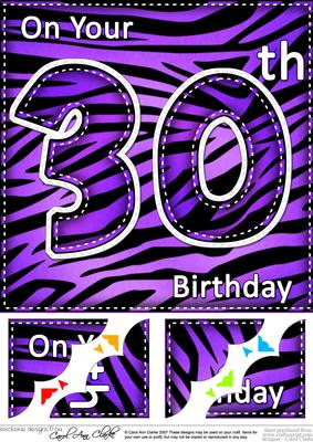 8 x 8 Fun Zebra Striped 30th Birthday Scalloped Topper