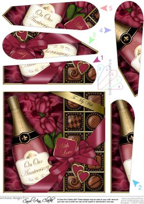 Wife Anniversary Champers Chocs N Roses Fan Pyramage Topper