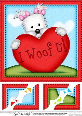 8 x 8 Jess Westie Dog's Heart Love Scalloped Corner Topper