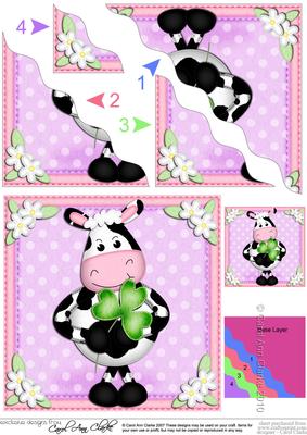 Milly Moo Cow's Good Luck Clover Wavy Corner Side Stacker
