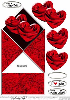 Romantic Roses Diamond Top Card with Decoupage