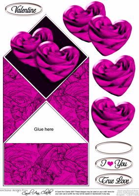 Romantic Roses Diamond Top Card with Decoupage