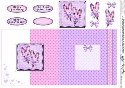 Funky Hearts Fold Back Card with Decoupage