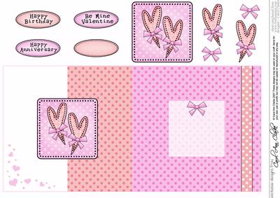Funky Hearts Fold Back Card with Decoupage