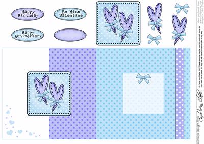Funky Hearts Fold Back Card with Decoupage