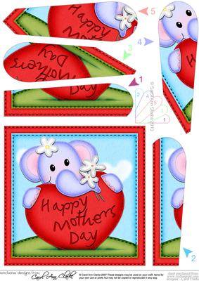 Lola Elephants Mothers Day Heart Fan Pyramage Topper