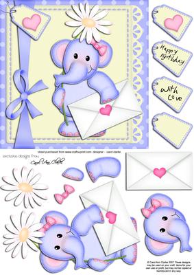 Lola Elephant's Daisy Quick Card N 3D Decoupage