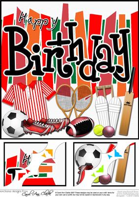 8 x 8 Birthday Sports and Games Scalloped Corner Topper