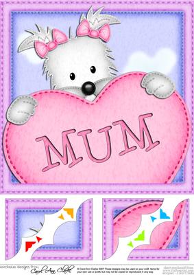 8 x 8 Jess Westie's Heart for Mum Scalloped Topper