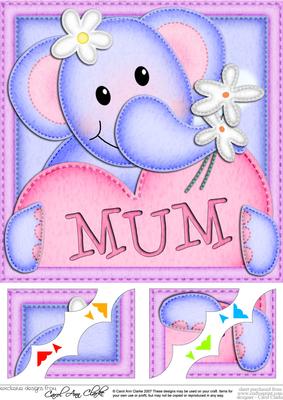 8 x 8 Lola Elephant's Heart for Mum Scalloped Topper