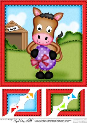 8 x 8 Gi Gi the Horse's Easter Egg Scalloped Corner Topper