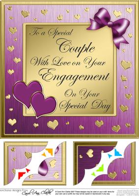 8 x 8 Elegant Romantic Engagement Scalloped Corner Topper