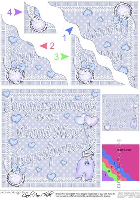 New Baby Grandparents Wavy Corner Side Stacker Topper