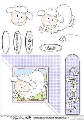 Little Lamb Quick Card with Decoupage