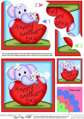 Lola Elephant's Mothers Day Heart Shell Edged Corner Side St