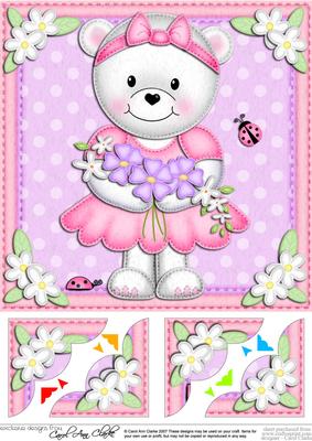 8 x 8 Teddy Tess's Flowers Scalloped Corner Topper
