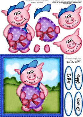 Ziggy Piggy's Easter Egg Quick Card N 3D Decoupage
