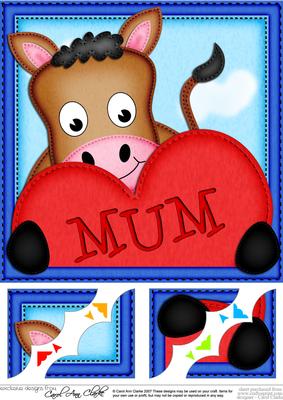 8 x 8 Gi Gi Horse's Heart for Mum Scalloped Topper