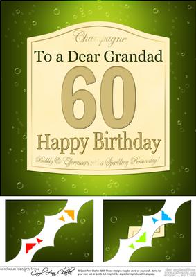 8 x 8 60th Birthday Grandad Champagne Label Scalloped Corner