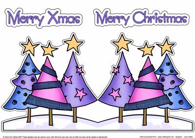 Funky Xmas Trees Shaped Card
