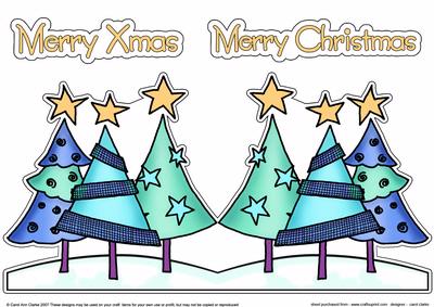 Funky Xmas Trees Shaped Card