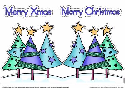 Funky Xmas Trees Shaped Card