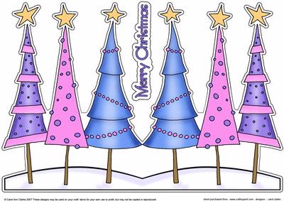 Funky Xmas Trees Shaped Card
