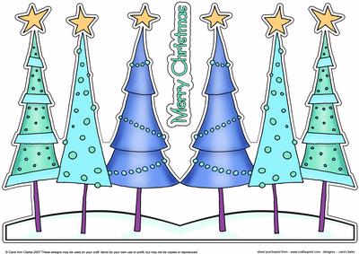 Funky Xmas Trees Shaped Card