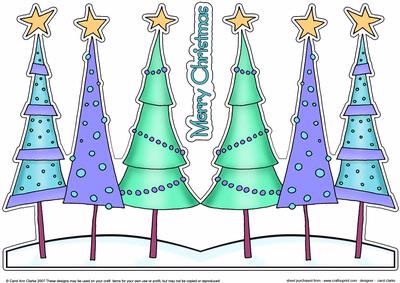 Funky Xmas Trees Shaped Card