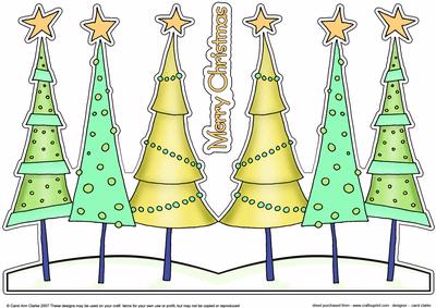Funky Xmas Trees Shaped Card