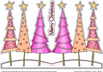 Funky Xmas Trees Shaped Card
