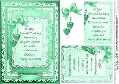 A5 Emerald Wedding Anniversary Lace and Pearls Pyramage Topp