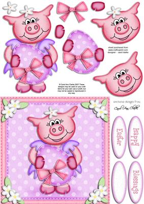 Zoe Piggy's Easter Egg Quick Card N 3D Decoupage