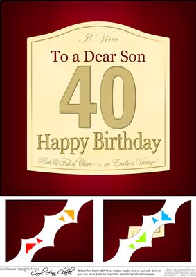 8 x 8 40th Birthday Son Wine Label Scalloped Topper