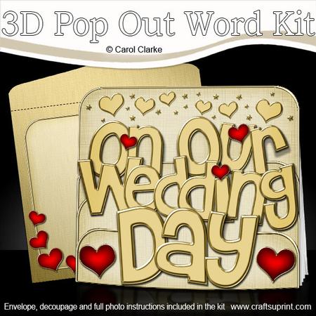 3D Our Wedding Day Pop Out Word Card Kit