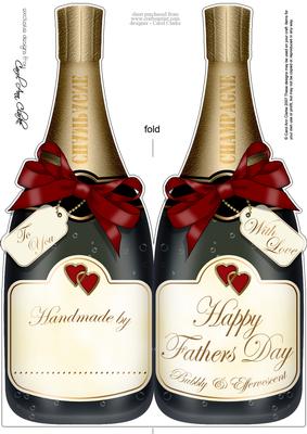 Large Dl Fathers Day Champagne Bottle Shaped Card