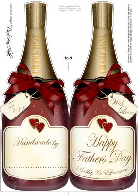 Large Dl Fathers Day Champagne Bottle Shaped Card