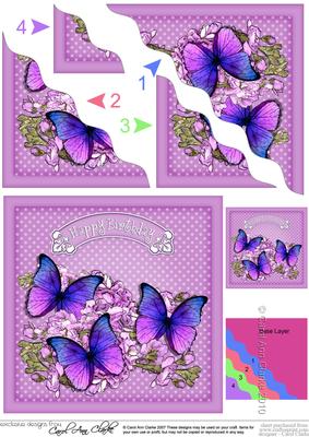 Birthday Butterflies N Flowers Wavy Corner Side Stacker