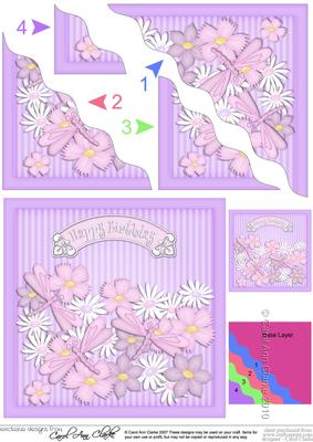 Birthday Dragonflies N Flowers Wavy Corner Side Stacker