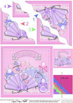 Birthday Lace Fans N Dragonflies Wavy Corner Side Stacker