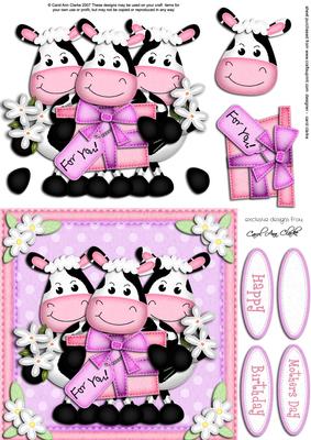Milly Moo Cow and Friends Quick Card N 3D Decoupage