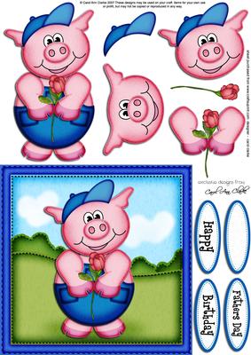 Ziggy Piggy's Rose Quick Card N 3D Decoupage
