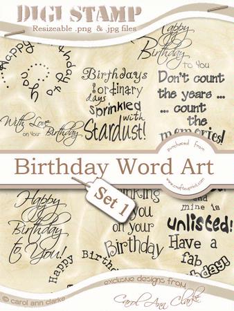 Birthday Digi Stamp Word Kit