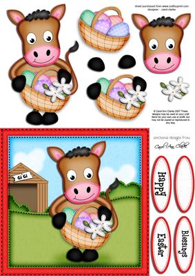 Gi Gi the Horse's Easter Basket Quick Card N 3D Decoupage