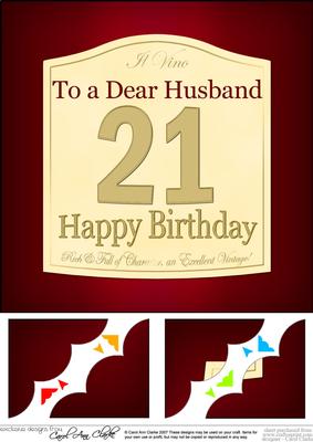 8 x 8 21st Birthday Husband Wine Label Scalloped Corner