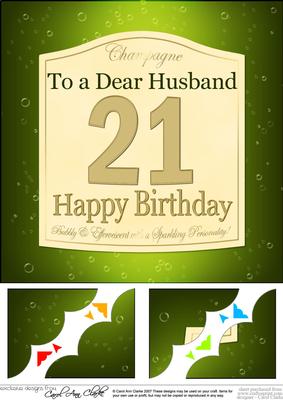 8 x 8 21st Birthday Husband Champagne Label Scalloped Corner